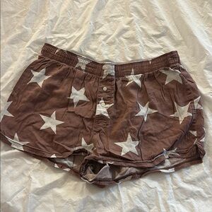 Brown Star-Patterned Women's Shorts